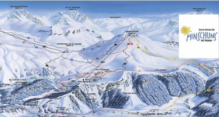 Pistenplan Wintersportgebiet Minschuns