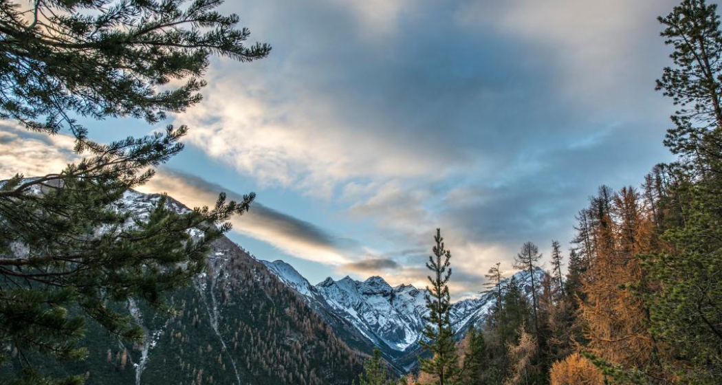 Herbstliche Morgenstimmung eingangs Val Trupchun. Im Talgrund der Piz dal Diavel. Herbstliche Morgenstimmung eingangs Val Trupchun. Im Talgrund der Piz dal Diavel.