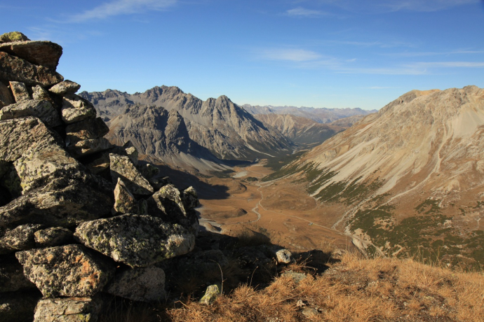 View from Piz Praveder into Val Mora