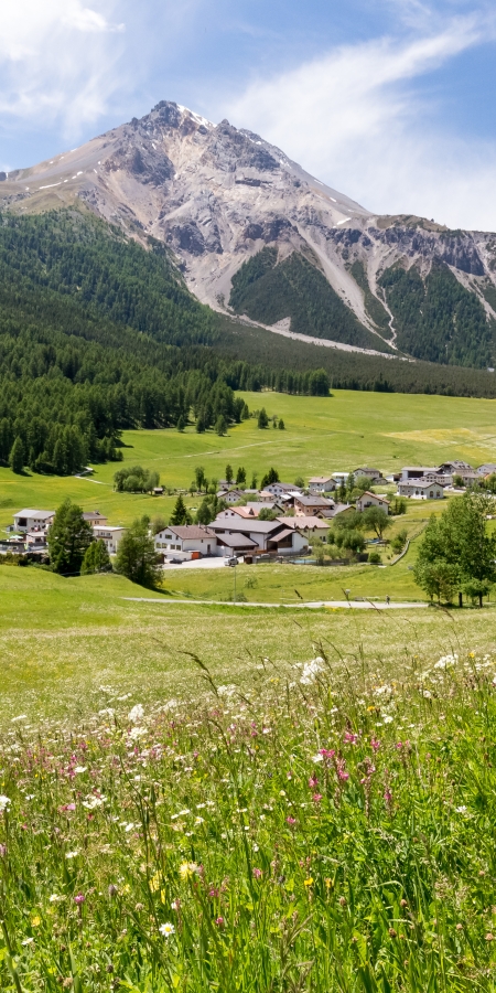 Aussicht auf Tschierv und Piz Daint