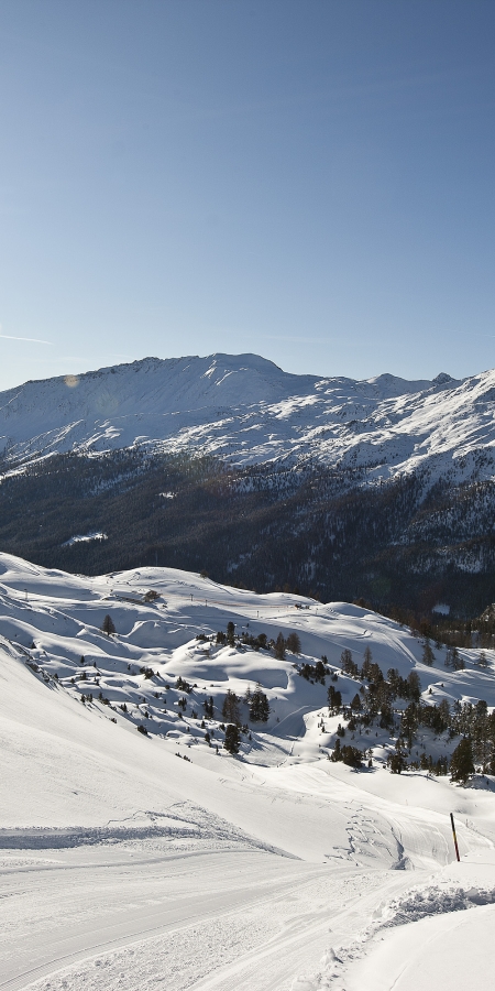 Skifahren im Wintersportgebiet Minschuns