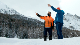 Bauführer der Tour de Ski Val Müstair, Remo Malgiaritta und Rennleiter Veit Angerer.