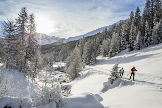 Langlaufen ist im Val Müstair sehr beliebt Langlaufen ist im Val Müstair sehr beliebt