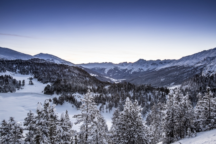 Val Müstair Winterabendzauber auf Schneeschuhen