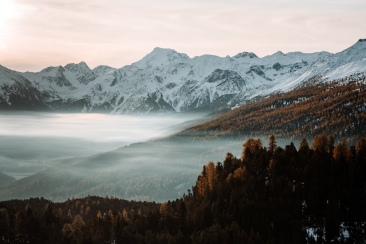 herbst, herbststimmung, neblig, ortler, val müstair, vm, cloud, dawn, hill, lake, landscape, loch, mist, morning, mountain, mountain range, nature, reflection, ridge, snow, tree, wilderness, winter